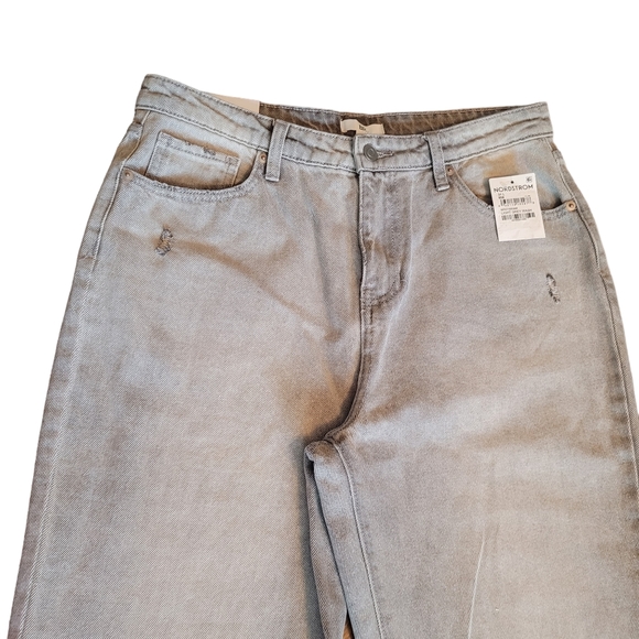 BP Nordstrom Distressed High Waist Mom Jeans Light Grey Wash Size 31 NWT - Picture 3 of 16